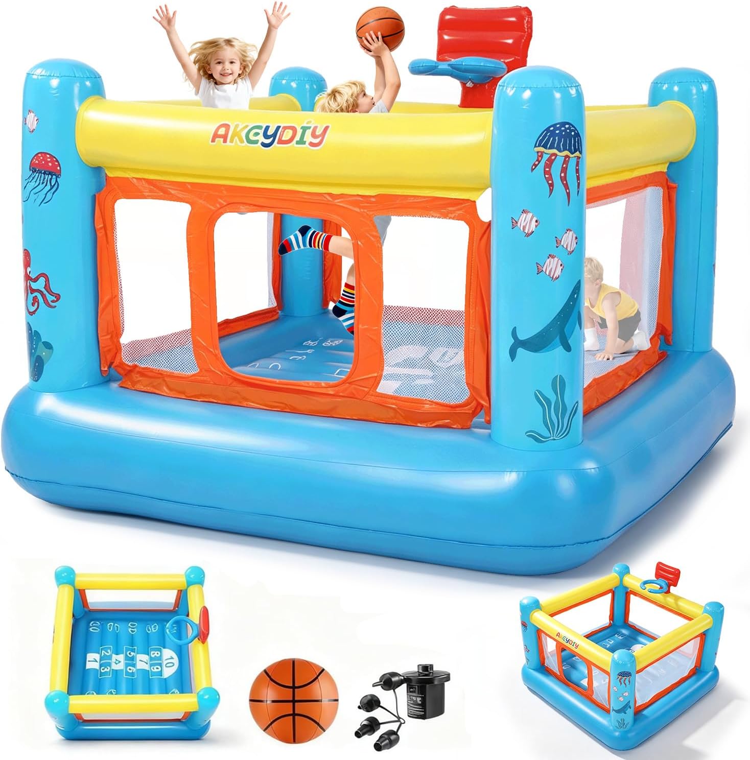 Kids Outdoor Basketball - Bounce House, PVC Inflatable Bounce House