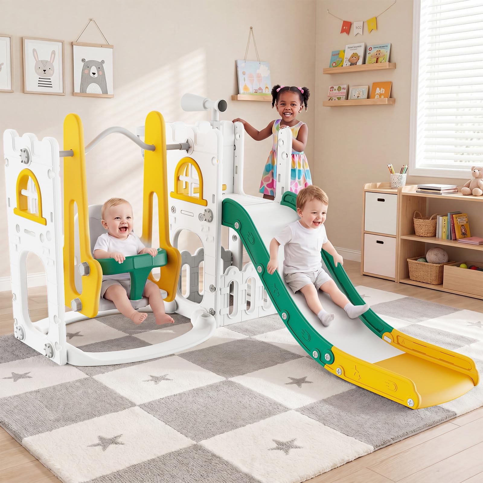 Kids Outdoor Basketball - 7 in 1 Toddler Slide And