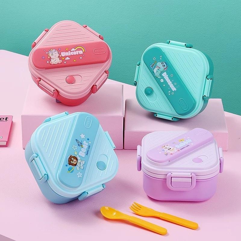 Kids.Outdoor Utensils - Cute Cartoon Kids 3 Compartments Bento