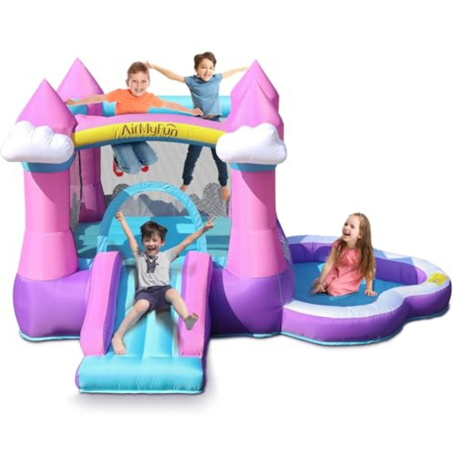 Kids Outdoor Pool - Pink inflatable bounce house for kids