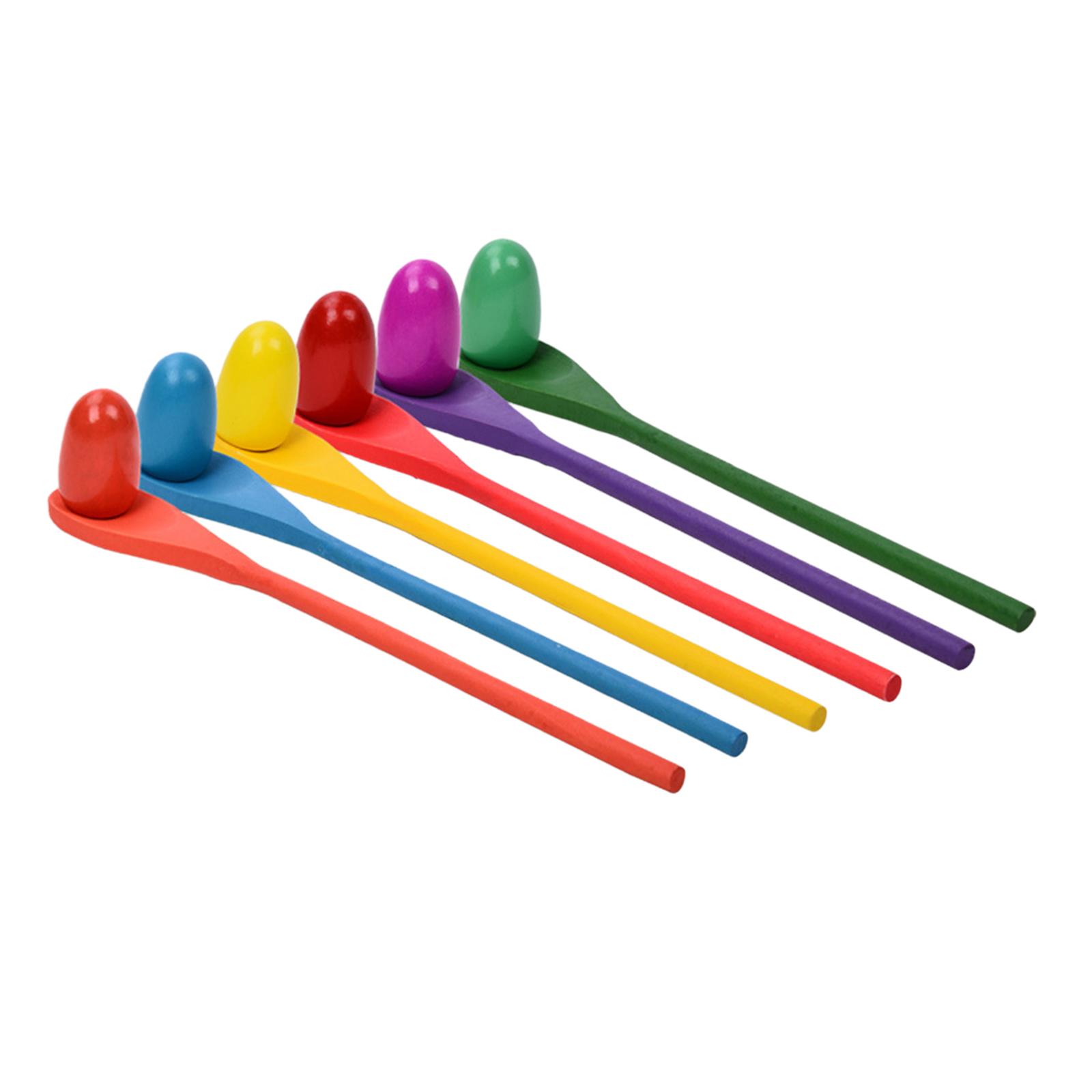 Kids Outdoor Yard - 6 Pieces Egg Spoon Race Game
