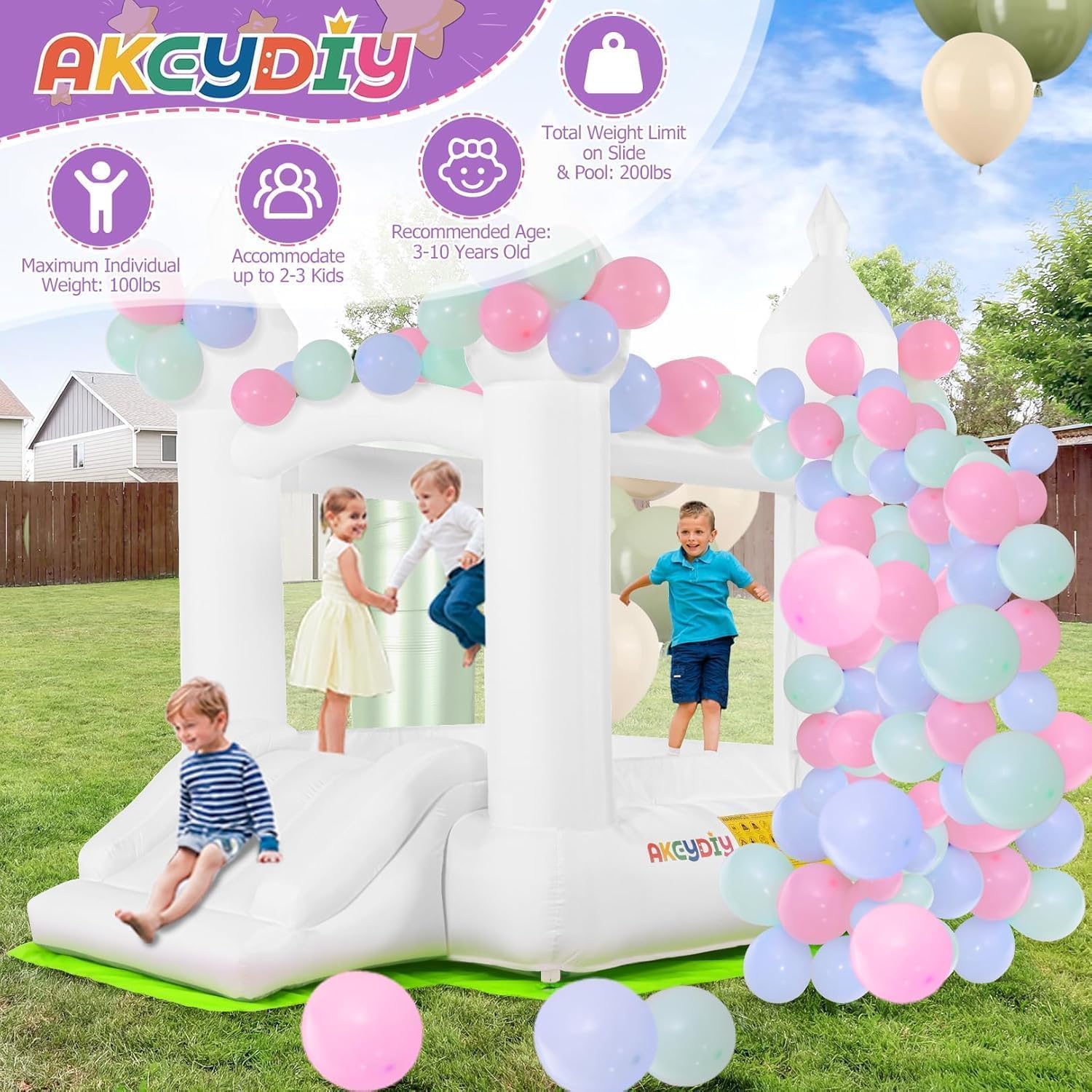 White Bounce House Indoor Outd - Kids Outdoor Bounce House recension och pris
