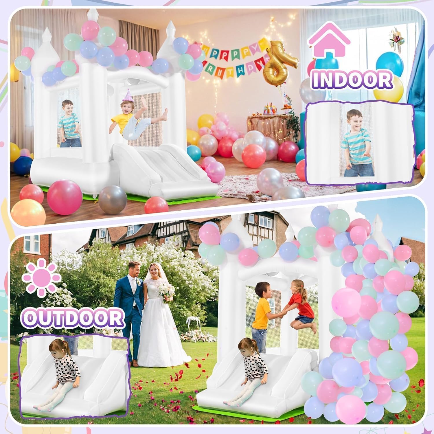 White Bounce House Indoor Outd - Kids Outdoor Bounce House recension och pris