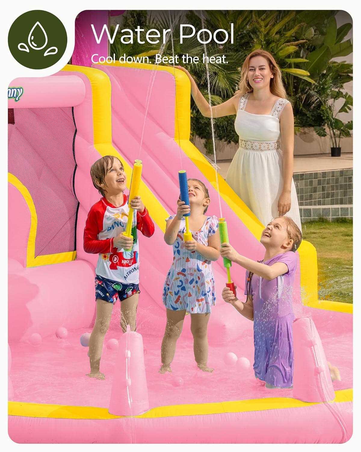 Pink Inflatable Water Slide Bo - Kids Outdoor Bounce House recension och pris