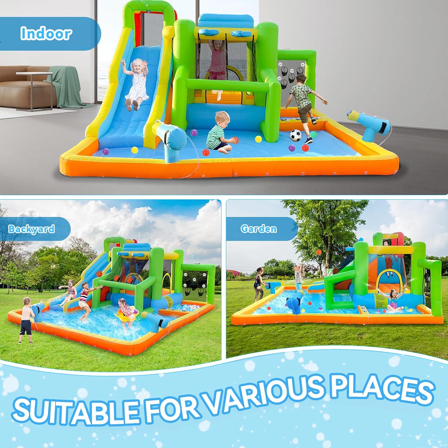 FBSPORT Inflatable Bounce Hous - Kids Outdoor House With Slide recension och pris