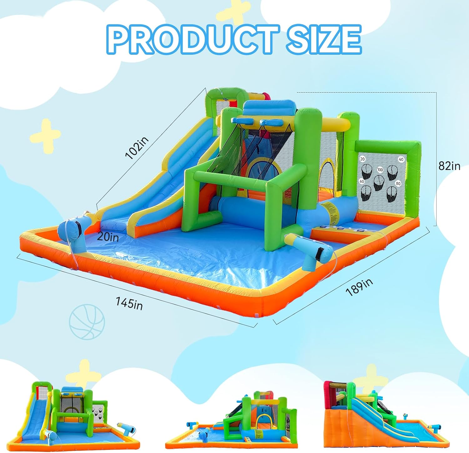 FBSPORT Inflatable Bounce Hous - Kids Outdoor House With Slide recension och pris