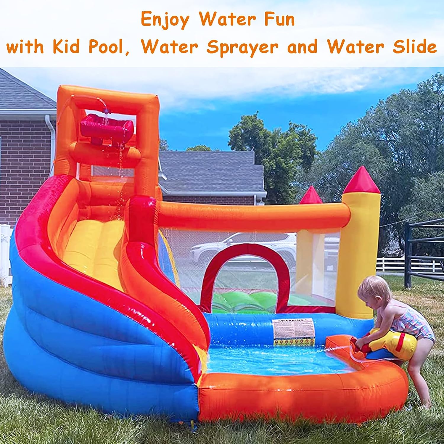 HuaKastro Inflatable Water Sli - Kids Outdoor House With Slide recension och pris