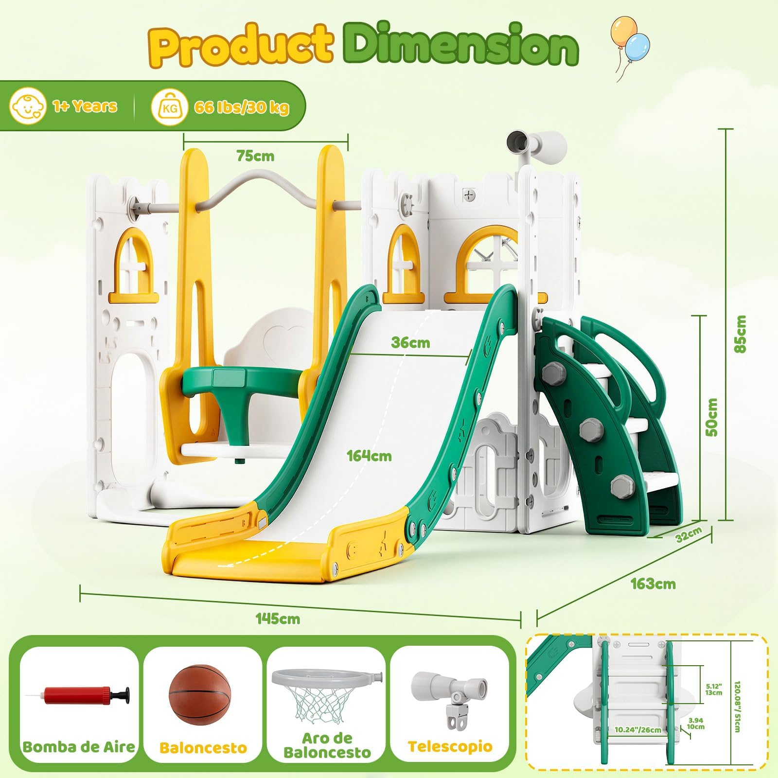 7 in 1 Toddler Slide And Swing - Kids Outdoor Basketball recension och pris