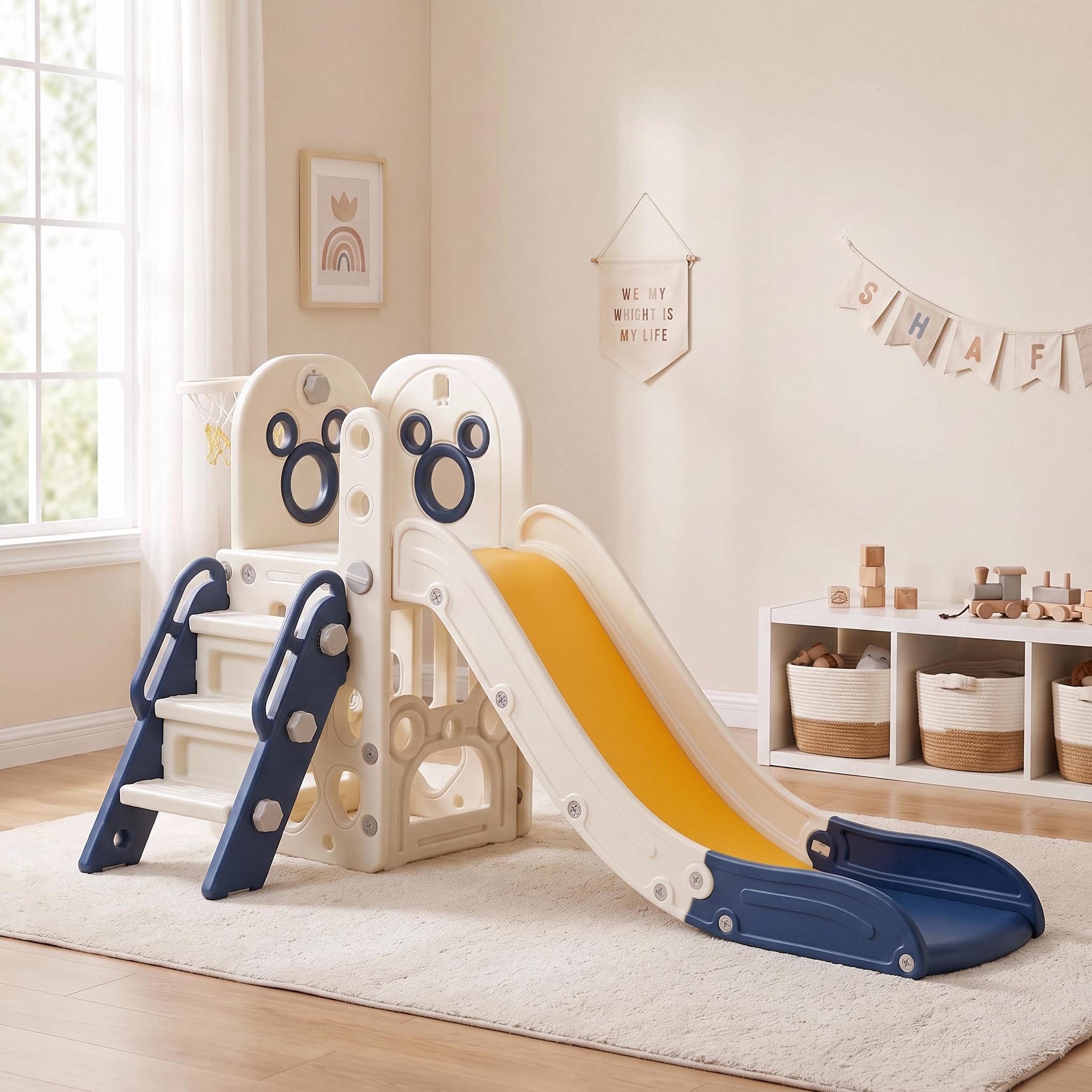 6 in 1 Toddler Slide Playset,  - Kids Outdoor Basketball recension och pris