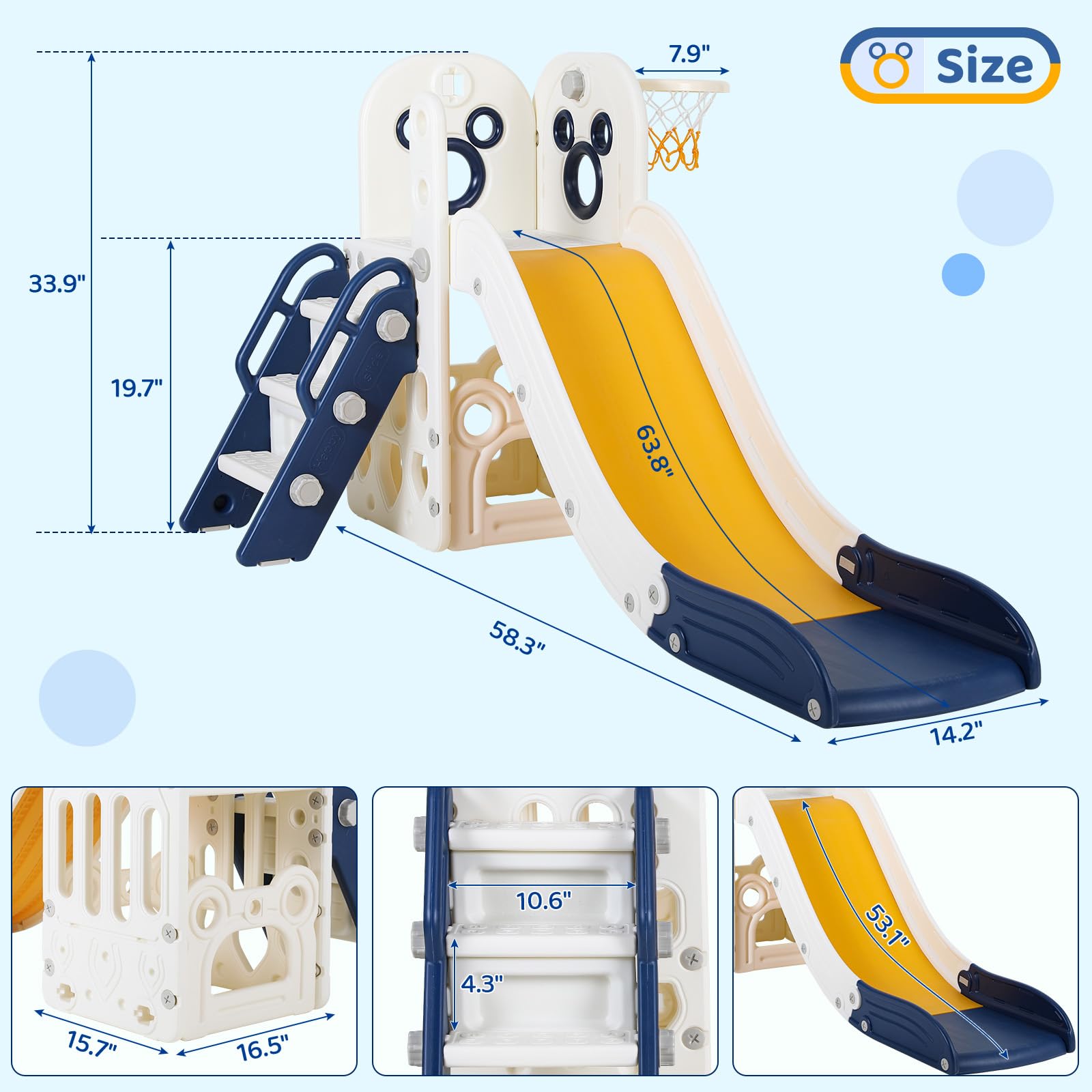 6 in 1 Toddler Slide Playset,  - Kids Outdoor Basketball recension och pris