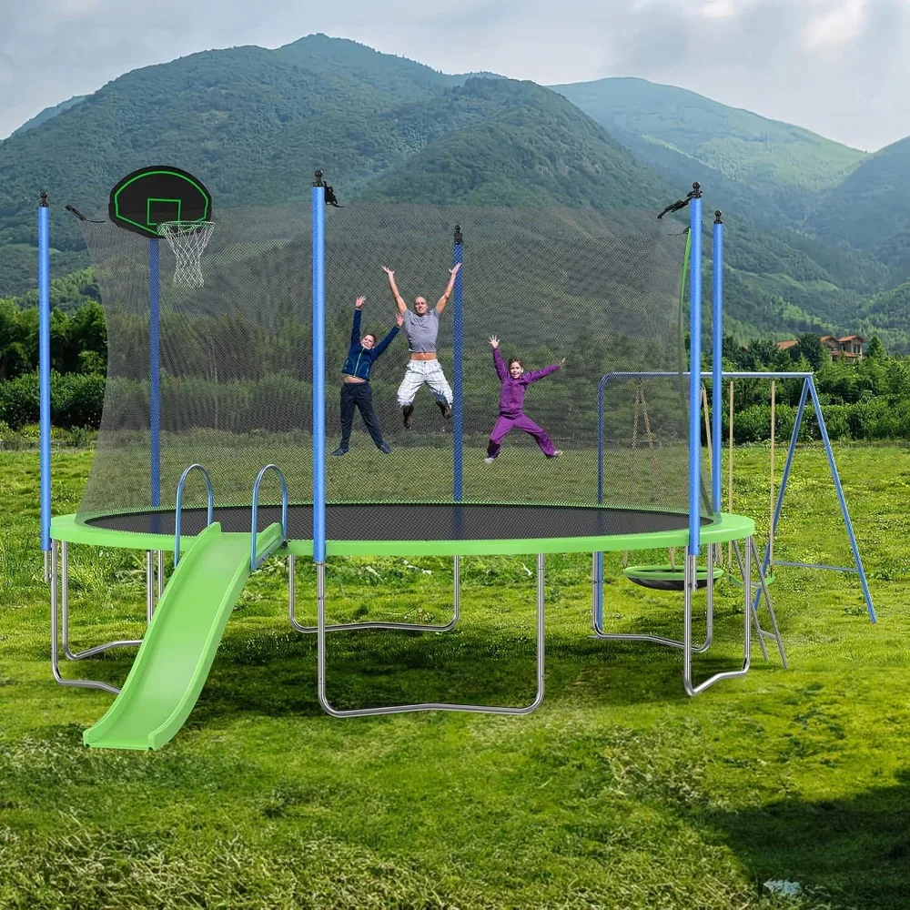 US Shipping 12-14FT Trampoline - Kids Outdoor Ladder recension och pris
