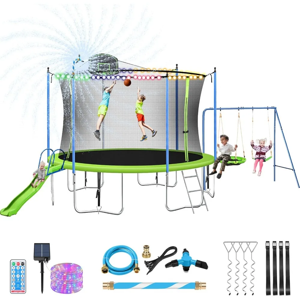 US Shipping 12-14FT Trampoline - Kids Outdoor Ladder recension och pris