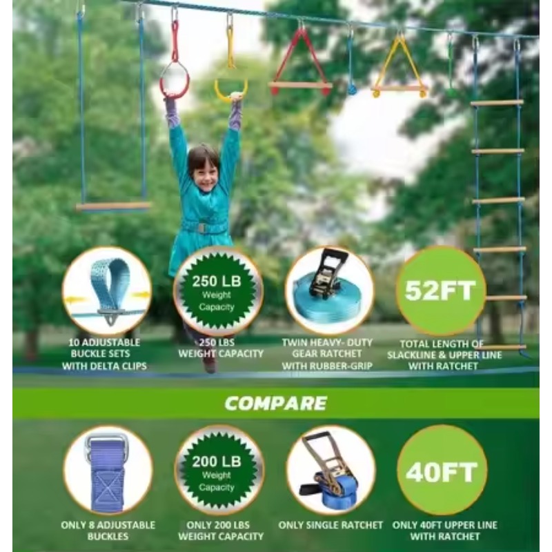 Warrior Obstacle Course Kit fo - Kids Outdoor Monkey Bar Set recension och pris