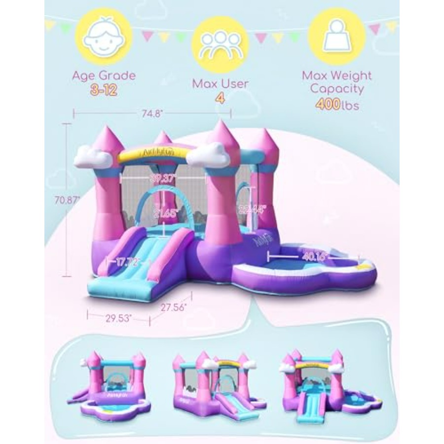 Pink inflatable bounce house f - Kids Outdoor Pool recension och pris