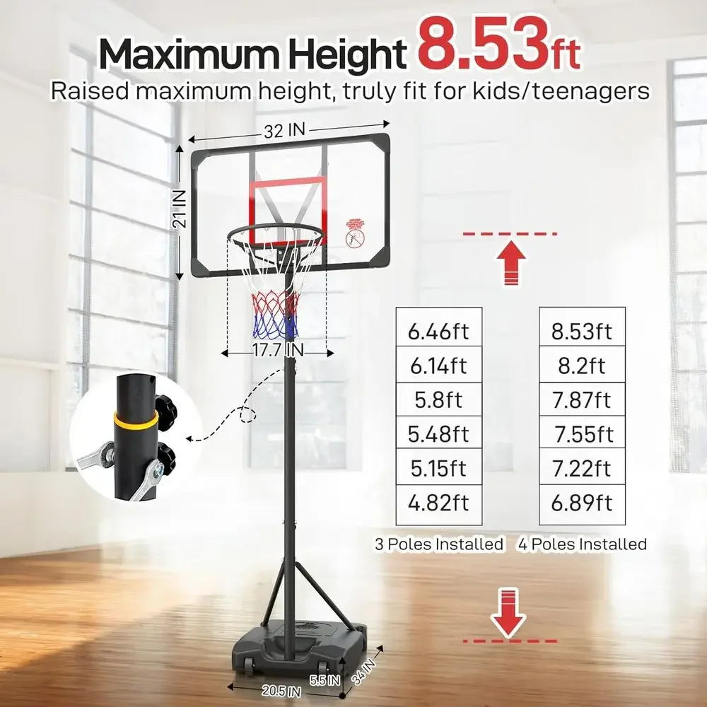 Adjustable Height Portable Bas - Kids Outdoor Basketball recension och pris