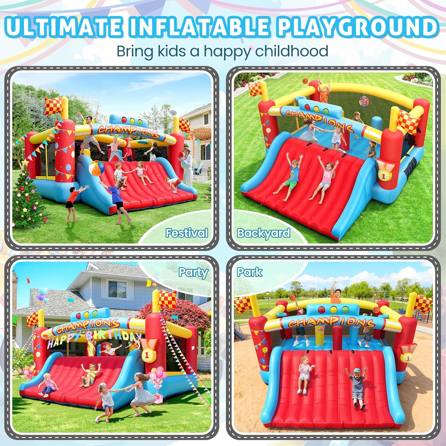 13FT Big Inflatable Bounce Hou - Kids Outdoor Basketball recension och pris