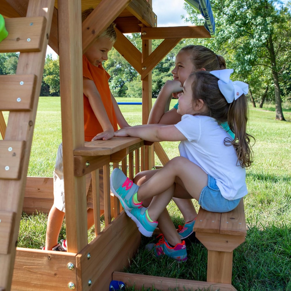 US Shipping Cedar Wood Backyar - Kids Outdoor Monkey Bar Set recension och pris