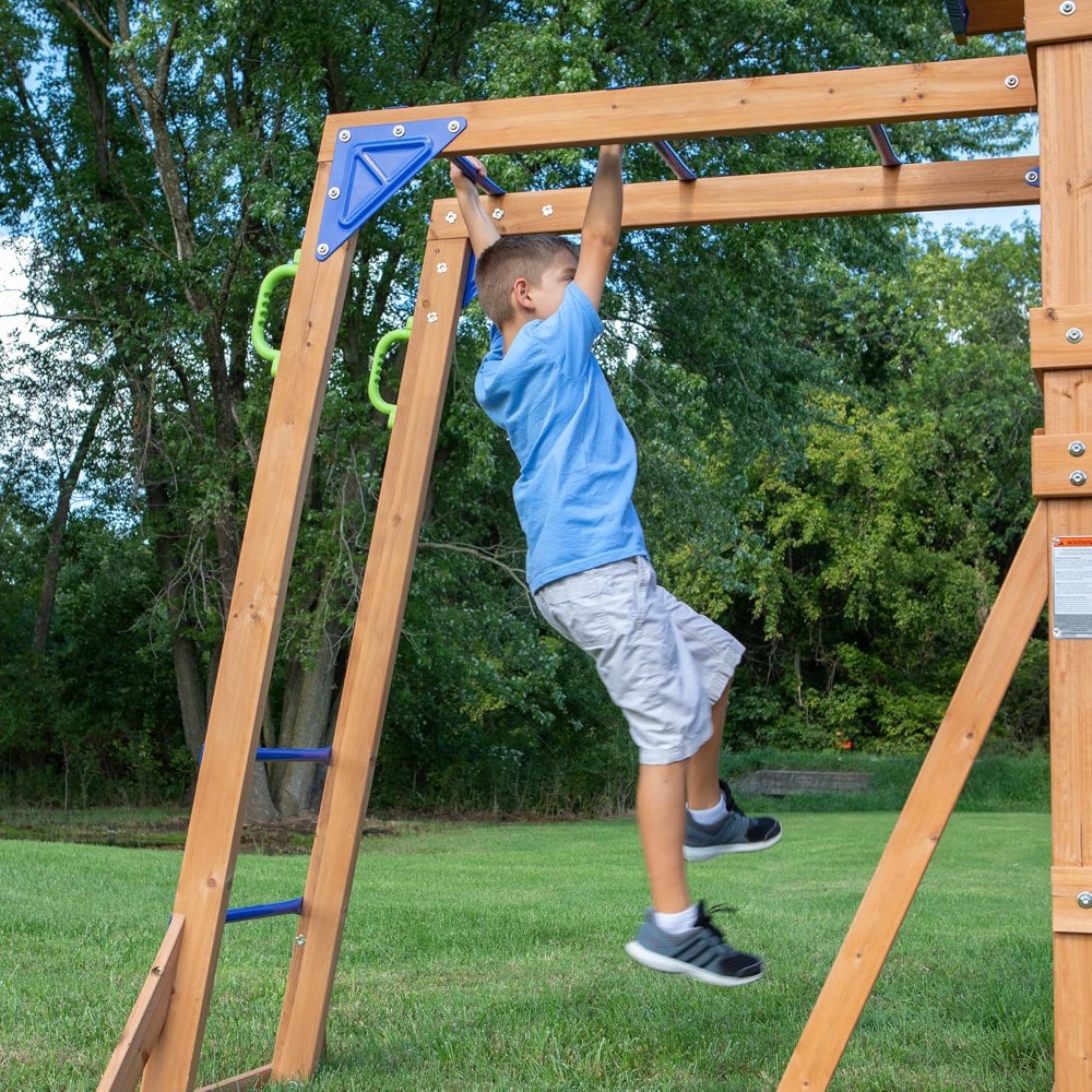 US Shipping Cedar Wood Backyar - Kids Outdoor Monkey Bar Set recension och pris